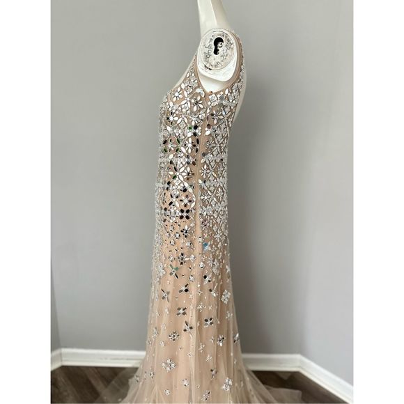 GEORGES HOBEIKA Square Neck Beaded Tulle Gown $7950 - Picture 6 of 13